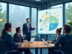 Image of a marketing team discussing the fractional CMO meaning and its impact on business strategy. 